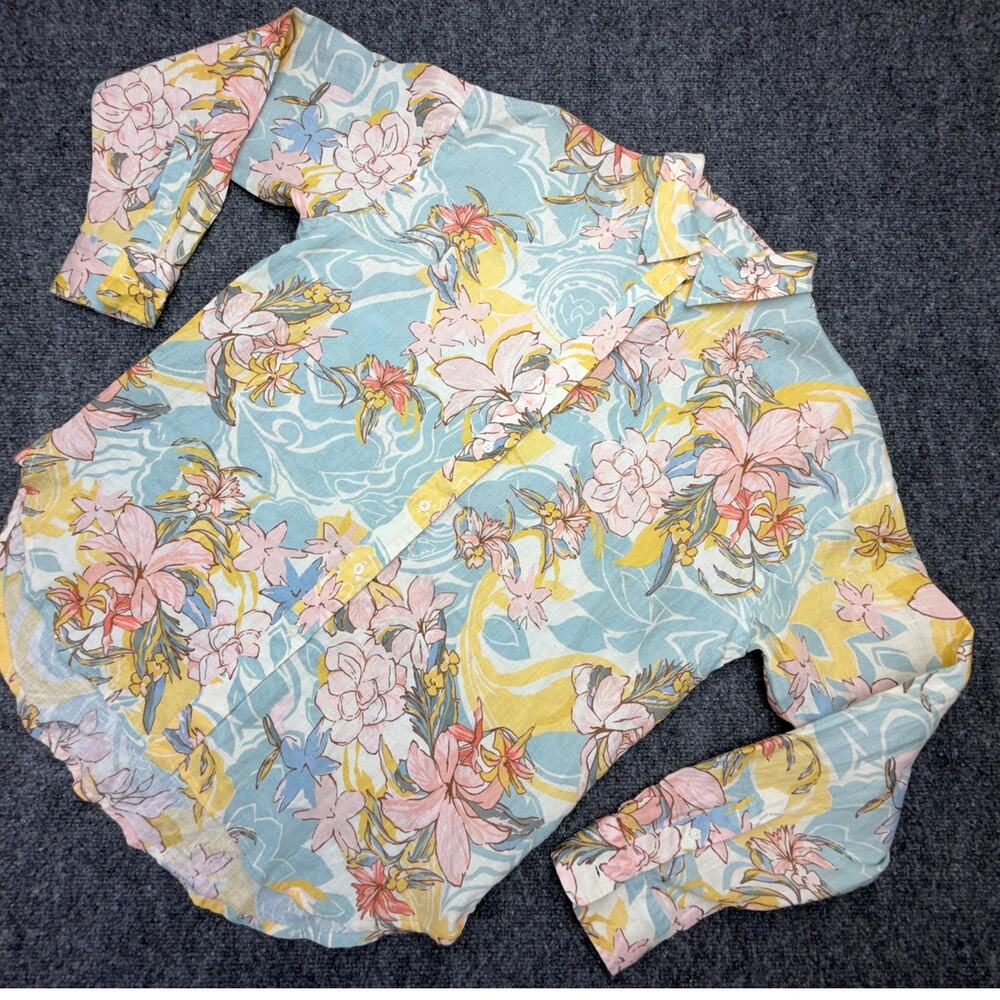 Lauren Ralph Lauren Womens PL Floral 100% Linen Shirt NWT Petite $145